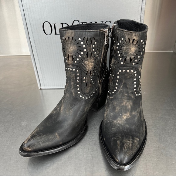 Old Gringo Reeve laser cut studded boots in burnished black leather. New in box! - Picture 3 of 10